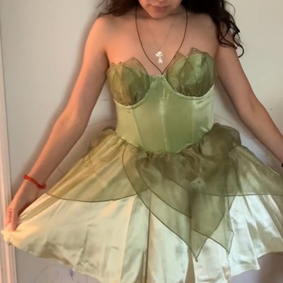 Dolls Kill Green Enchanting Princess Costume - Satin Velvet Dress with Tiara by - Picture 5 of 5